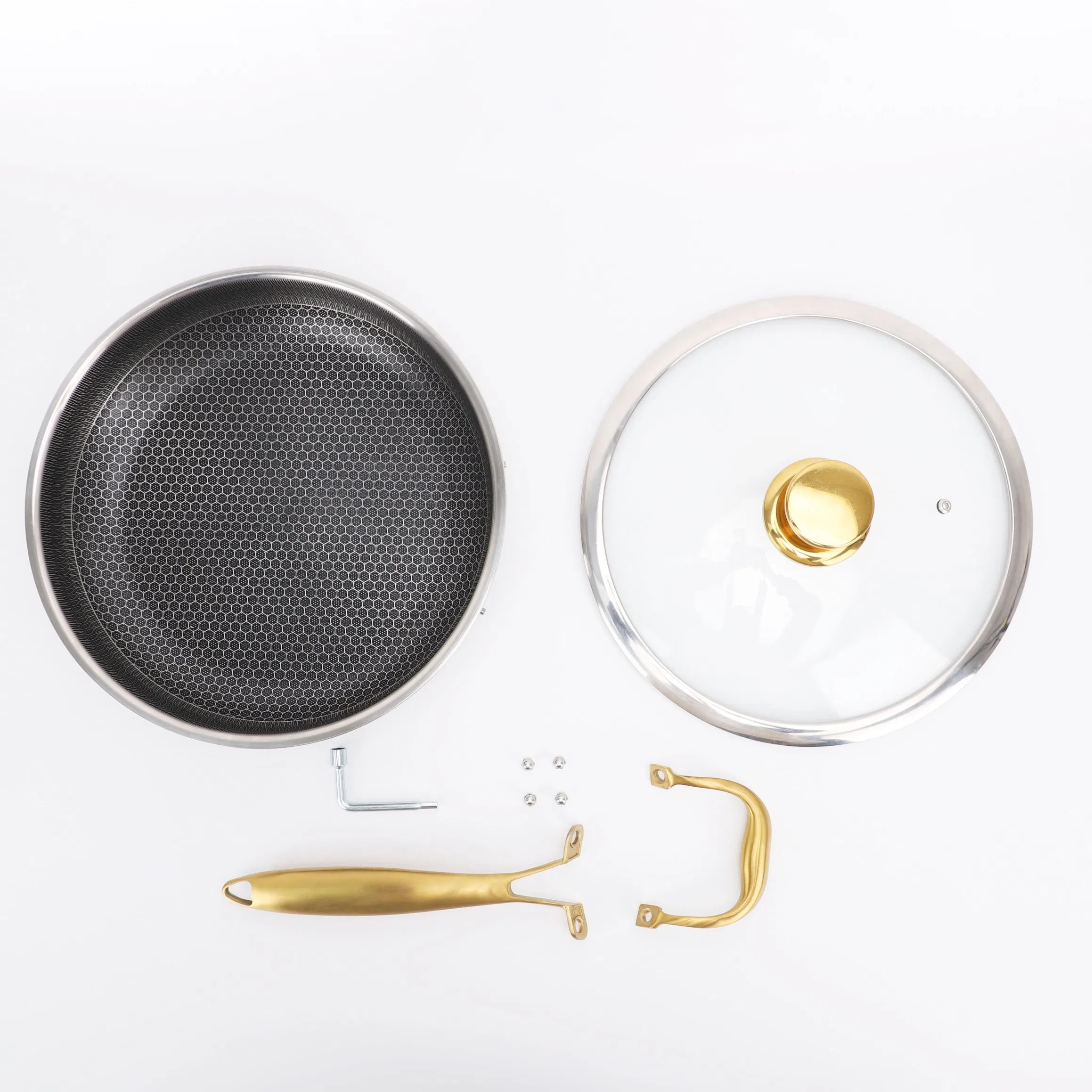 Factory Direct 12inch Tri-Ply Honeycomb Nonstick Coating Stainless Steel Deep Frypan