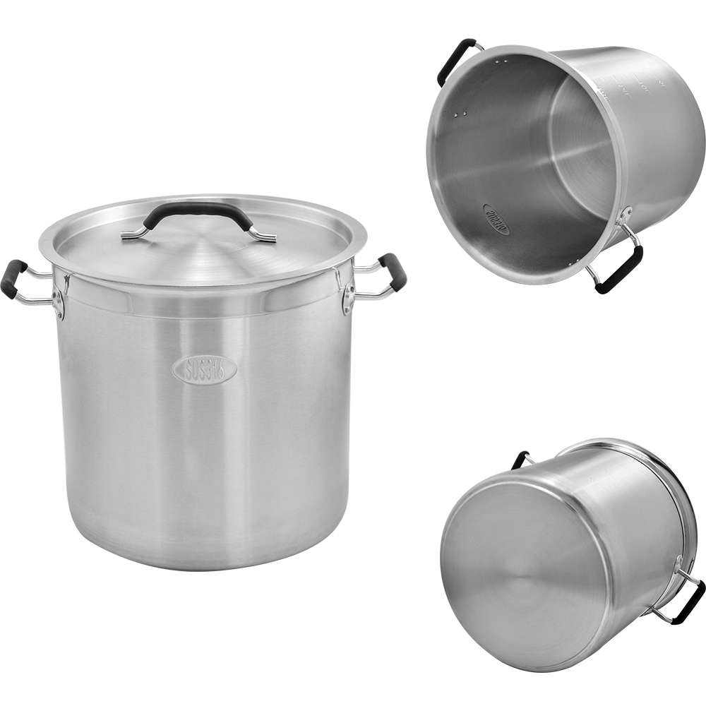 Commercial Kitchen Cookware Set 30L Stainless Steel Stock Pots for Restaurant Cooking Factory Wholesale