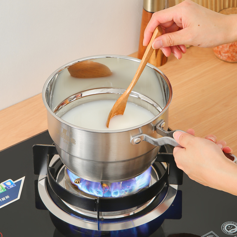 High Grade Food Safe 304 Stainless Steel Milk Pan with Removable Steamer Induction Compatible Saucepan for Healthy Cooking