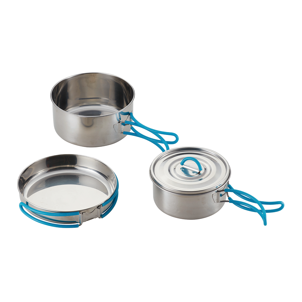 Factory Price Stainless Steel Mirror Polished Lightweight Outdoor Camping Cooking Portable Set Cookware And Kitchen Utensils