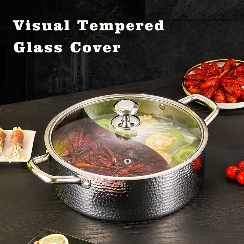 Luxury Triply Stainless Steel Hot Pot 30cm Non-Stick Dual Flavor Soup &amp; Stock Pots with Lid