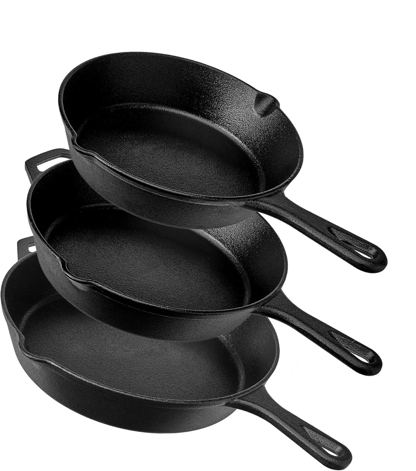 Cast Iron Skillet Heavy-Duty Professional Restaurant Chef Quality Pre-Seasoned Pan Cookware for Frying Saute Cooking
