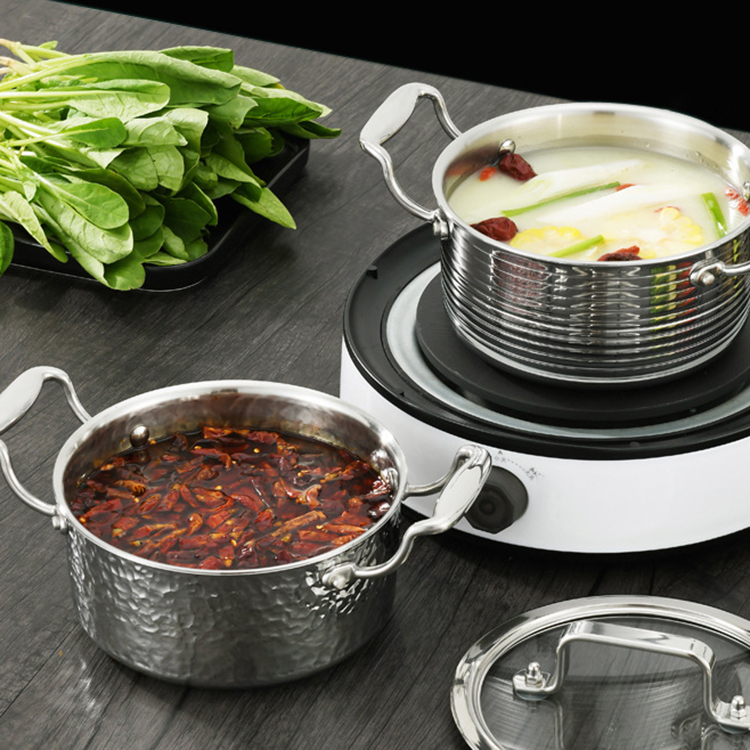 In Stock Cookware Hammer Grain Stock Pot 304 Small Home Restaurant Hot Pot Stainless Steel Pot