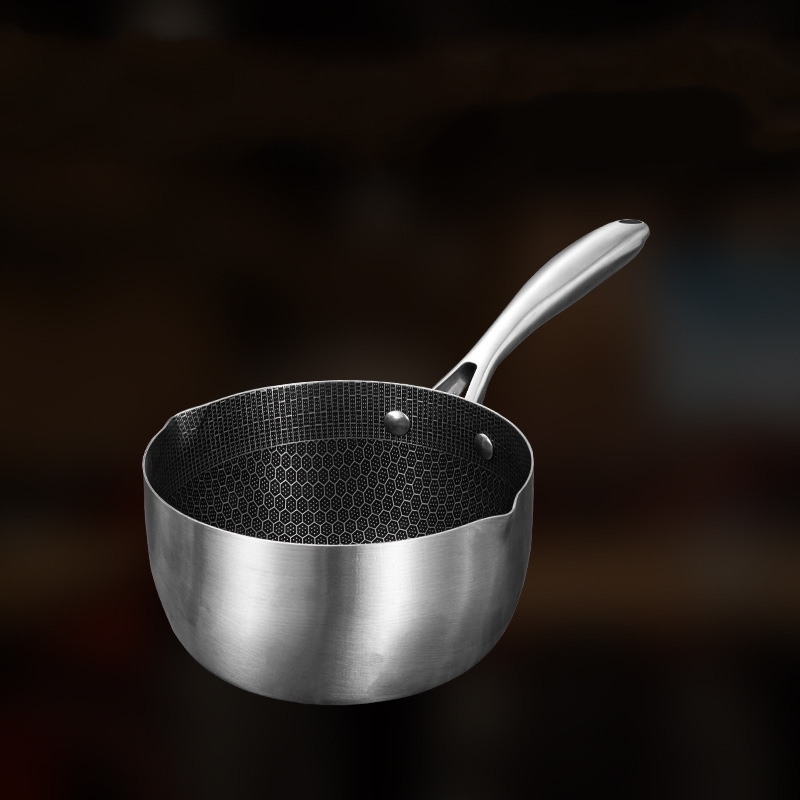 Food-grade Stainless Steel Honeycomb Non-stick Milk Pot Multi-functional Gas Induction Cooker Universal Saucepan with Glass Lid