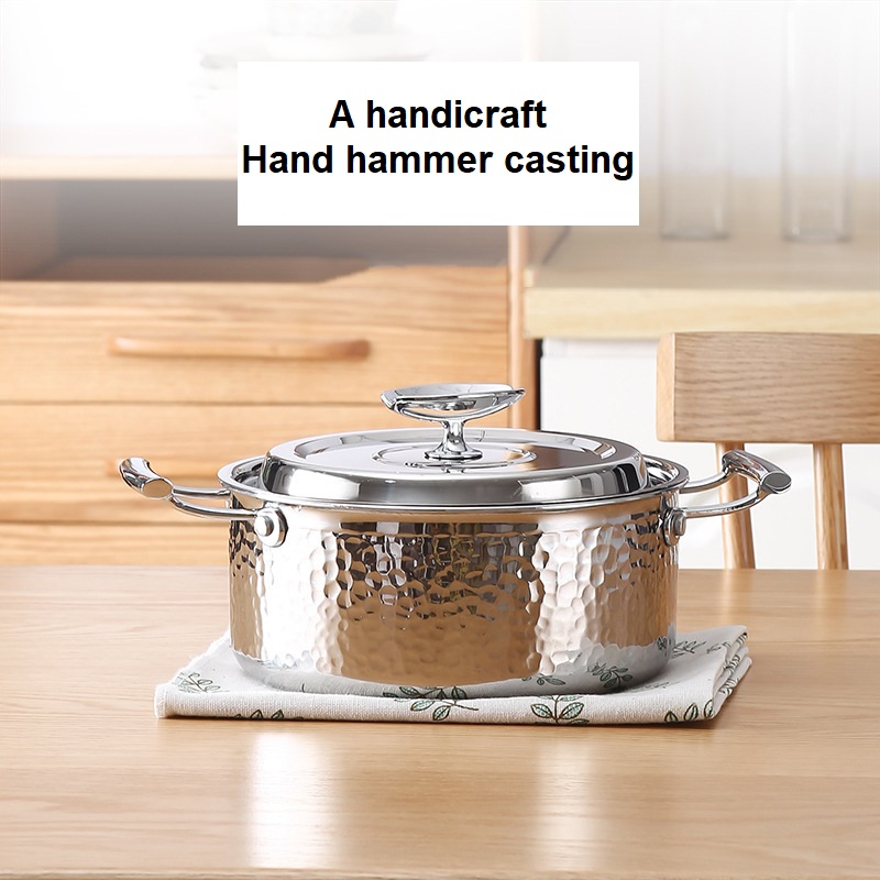 High Quality Cooking Pots Three Layers Structure Stainless Steel 304 Cooking Pot With Double Ears for Kitchen