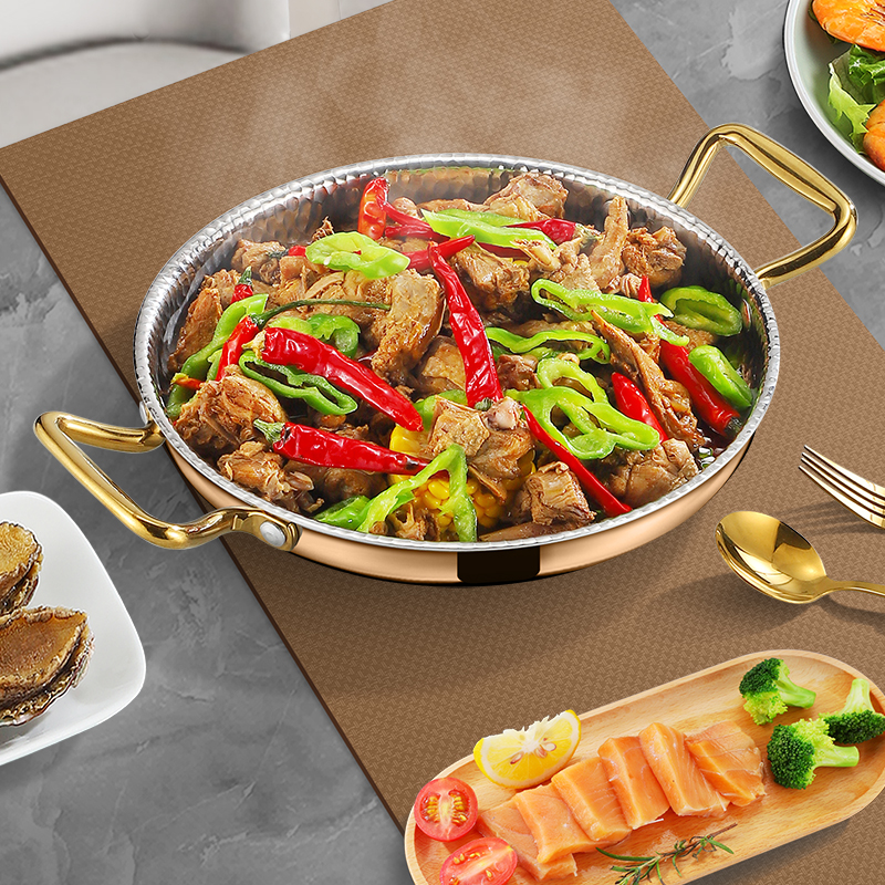 Stainless Steel Frying Pan Rose Gold Non-stick Uncoated Stovetop Universal Kitchen Cooking Serving Frying Pan