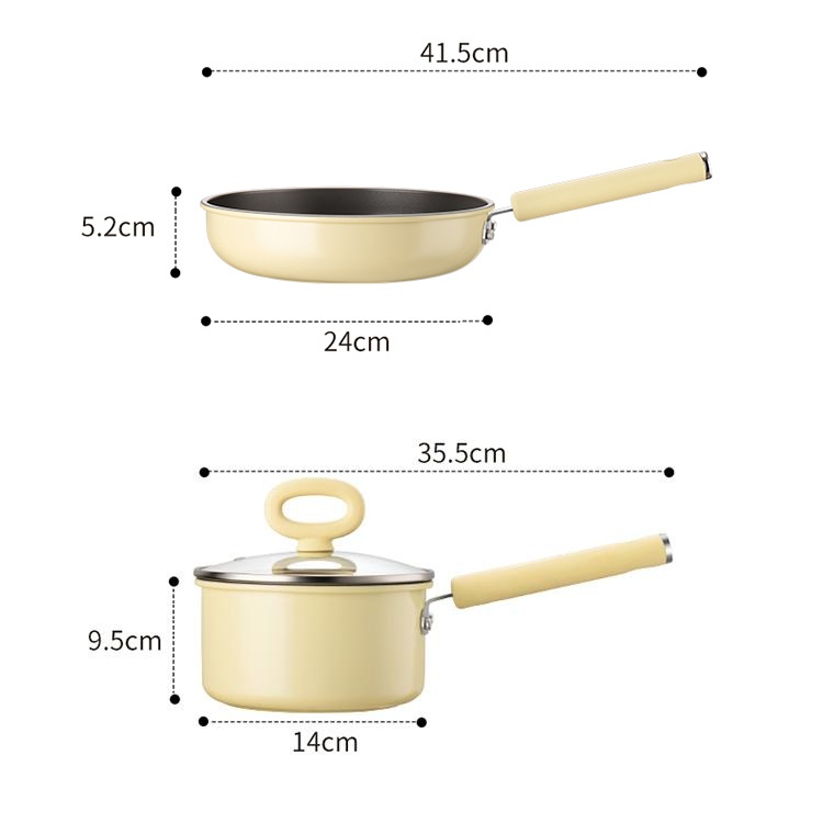 Food Grade Healthy Eco-Friendly Non-stick Cookware Uniform Heating Durable Multi-layer Coating Dishwasher Safe 5-Piece Cookware