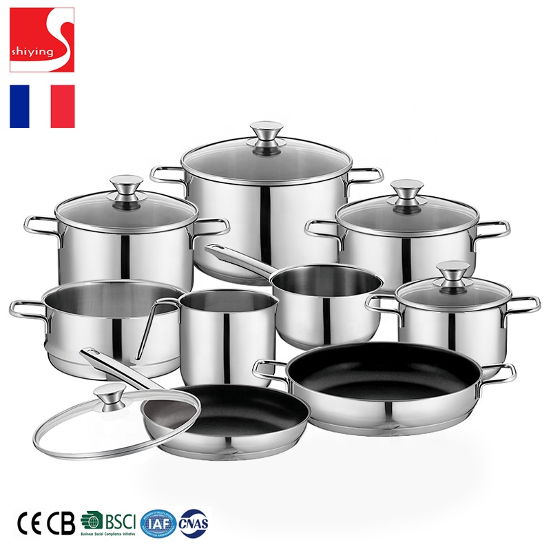 SY-Kitchenware 4pcs Cookware Set of Stainless Steel Saucepans Glass Lids Induction Oven Safe Casserole Pot