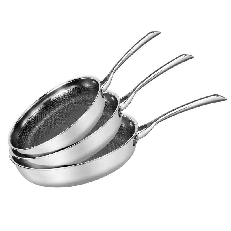 Stainless Steel 304 Honeycomb Italy Frypan Combo Non Stick Hot Sale Kitchen Item Frypan Set