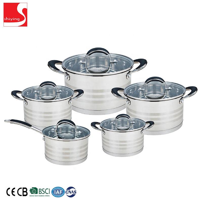 SY-Kitchenware Wholesale Classic 10-Piece Stainless Steel Cookware Set Kitchen Ware with Steamer Metal Material