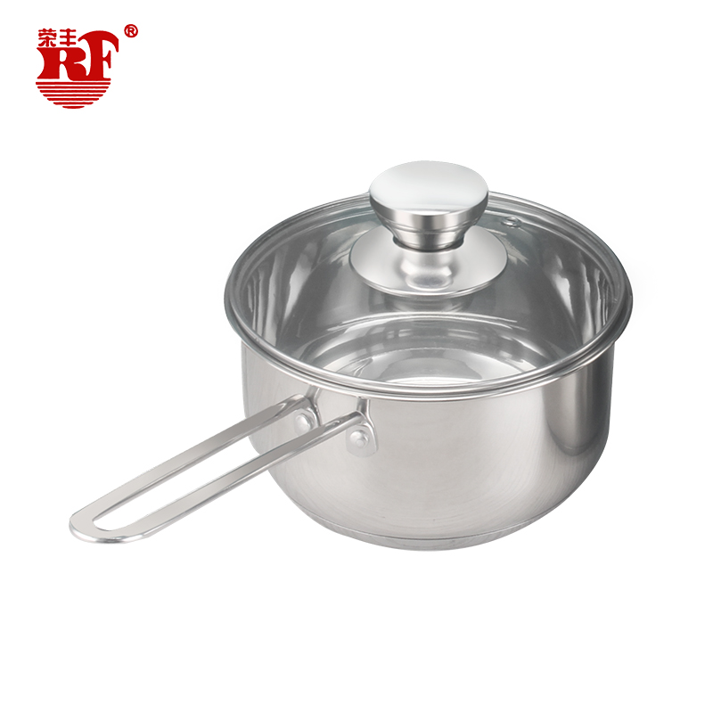 Multifunctional Stainless Steel Induction Saucepan Milk Pot With Glass Lid Sauce Pan With Tempered Glass Lid With Single Handle