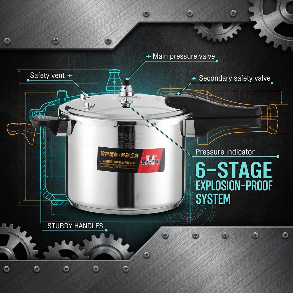 SUS304 Pressure Cooker German Style Safety Device Induction Ready Mirror Polished Cooking Pot Stainless Steel Cookware Set
