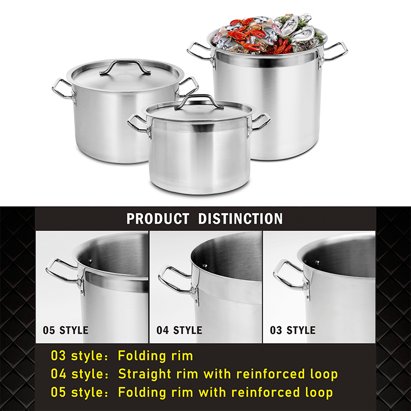Daosheng OEM 03/04/05style Restaurant Kitchen Cooking Food Stainless Steel Capacity Heavy Duty Stainless Steel Hot Soup Pot Set