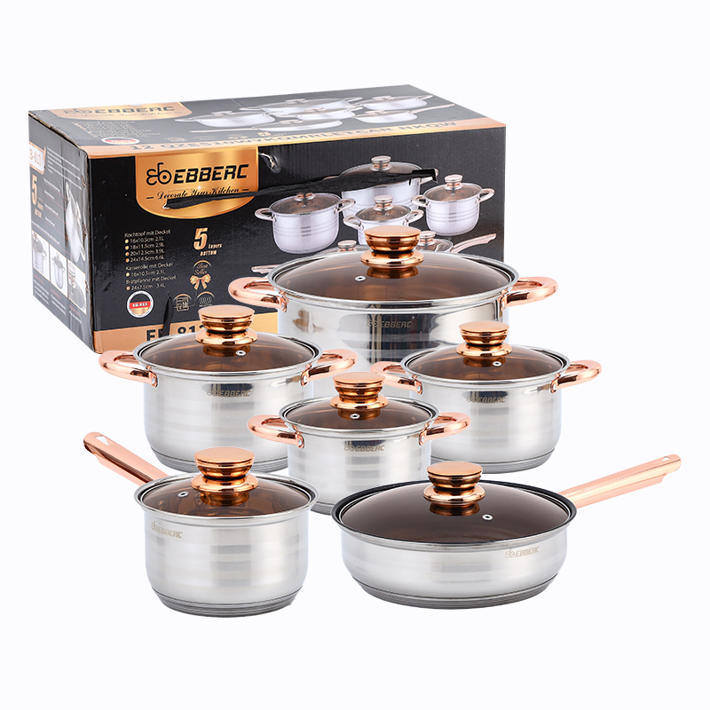 12-Piece Stainless Steel Pots and Pans Food Steamer Cooker Soup Saucepan Pot Set Deep Kitchen Cookware Set Cooking Pot