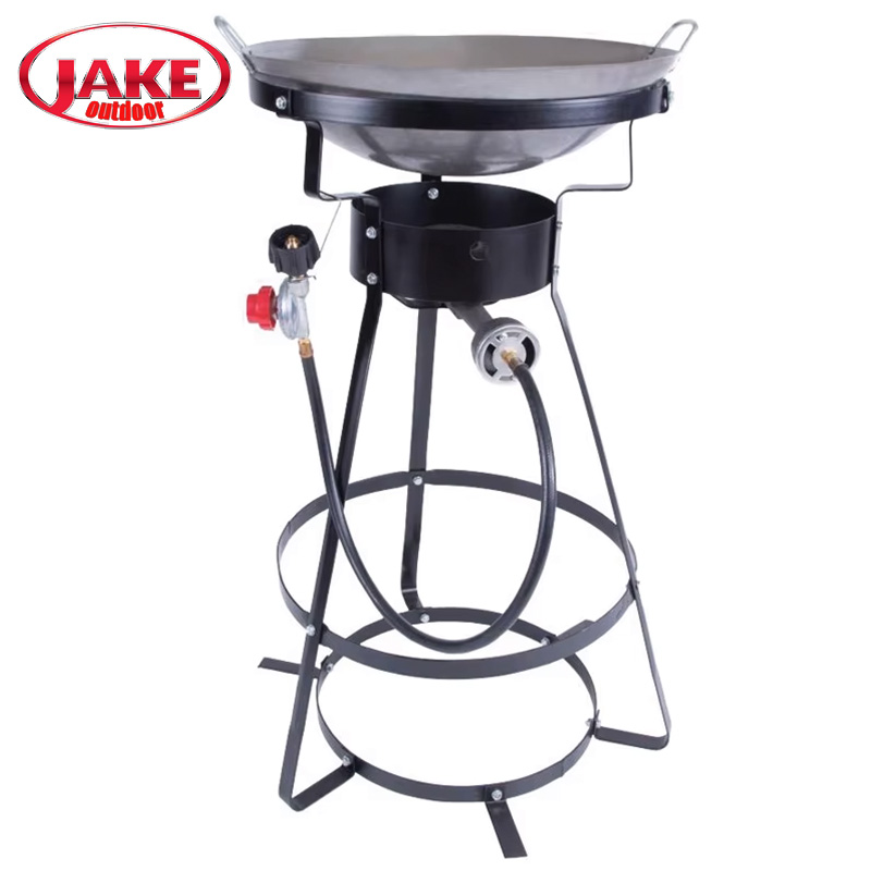 Outdoor Propane Burner Stock Stainless Steel Wok for Camping With Accessory