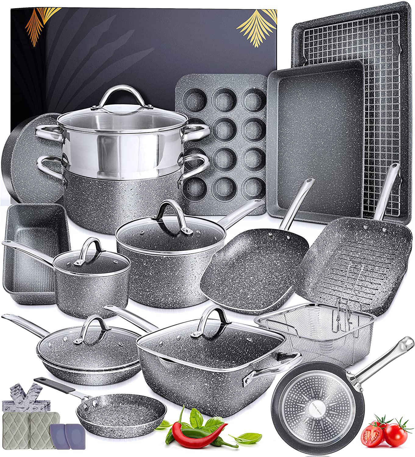 Restaurant Commercial Cooking Pot Set Granite Non Stick Cookware Set Aluminum Cookware