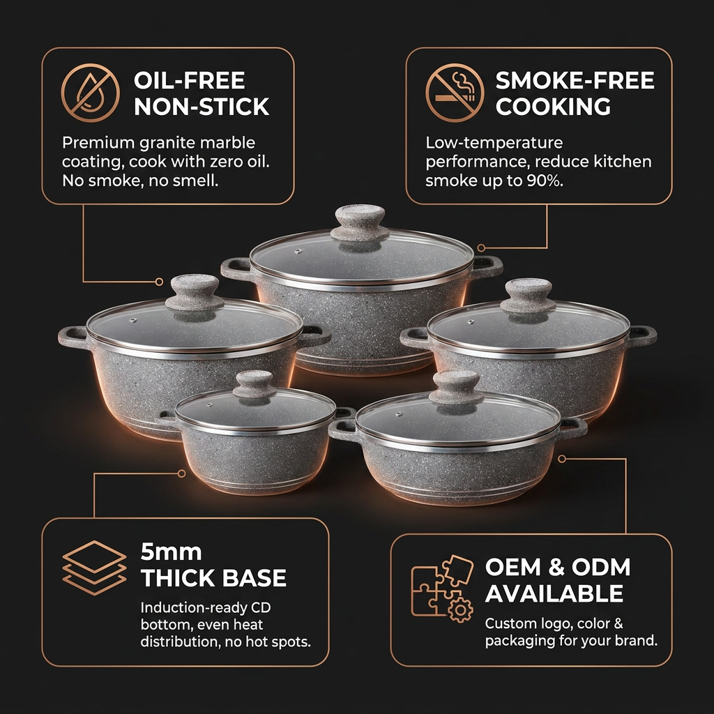 10pcs Italy Dessini Cast Aluminum Cookware Set/kitchenware Set With Non-stick Granite Marble Coating