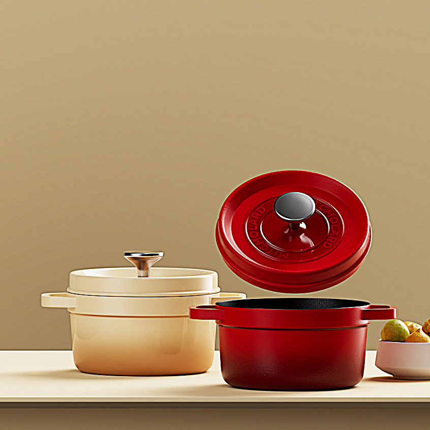 Fast Heating Metal Carbon Steel Cast Iron Dutch Oven Pot Red Enamel Finish Gas Induction Ready Eco-Friendly Kitchen Camping Fry