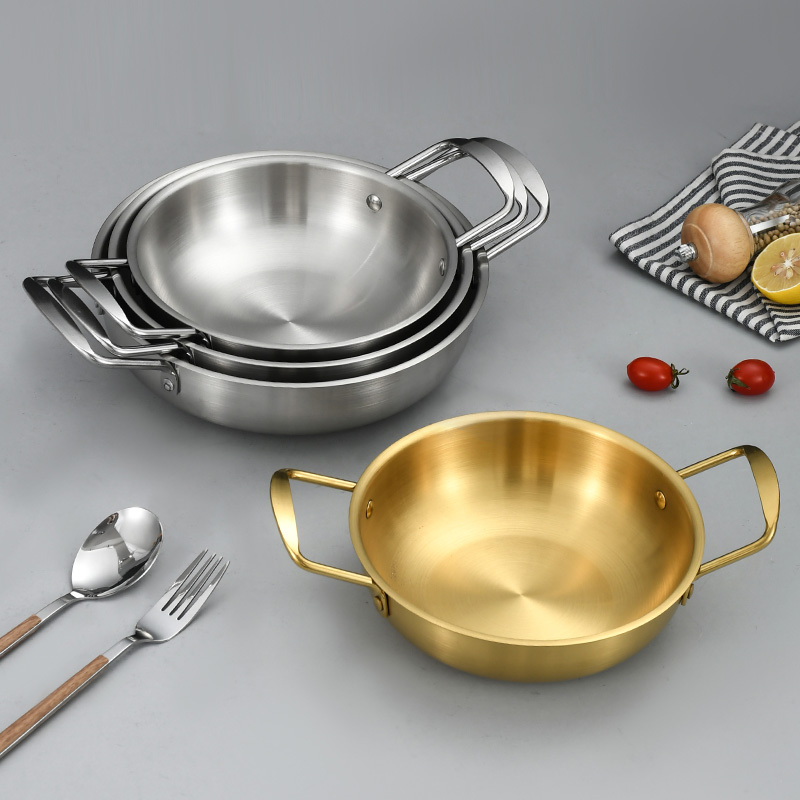 Stainless Steel Cooking Pot Korea Style Metal Wok Saucepan Kitchen Noodles Milk Soup Egg Seafood Pot
