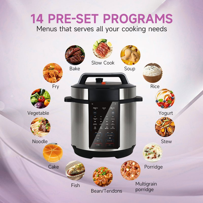 Rice Cooker Multi 14-in-1commercial Stainless Steel Electric Pressure Cooker with Display