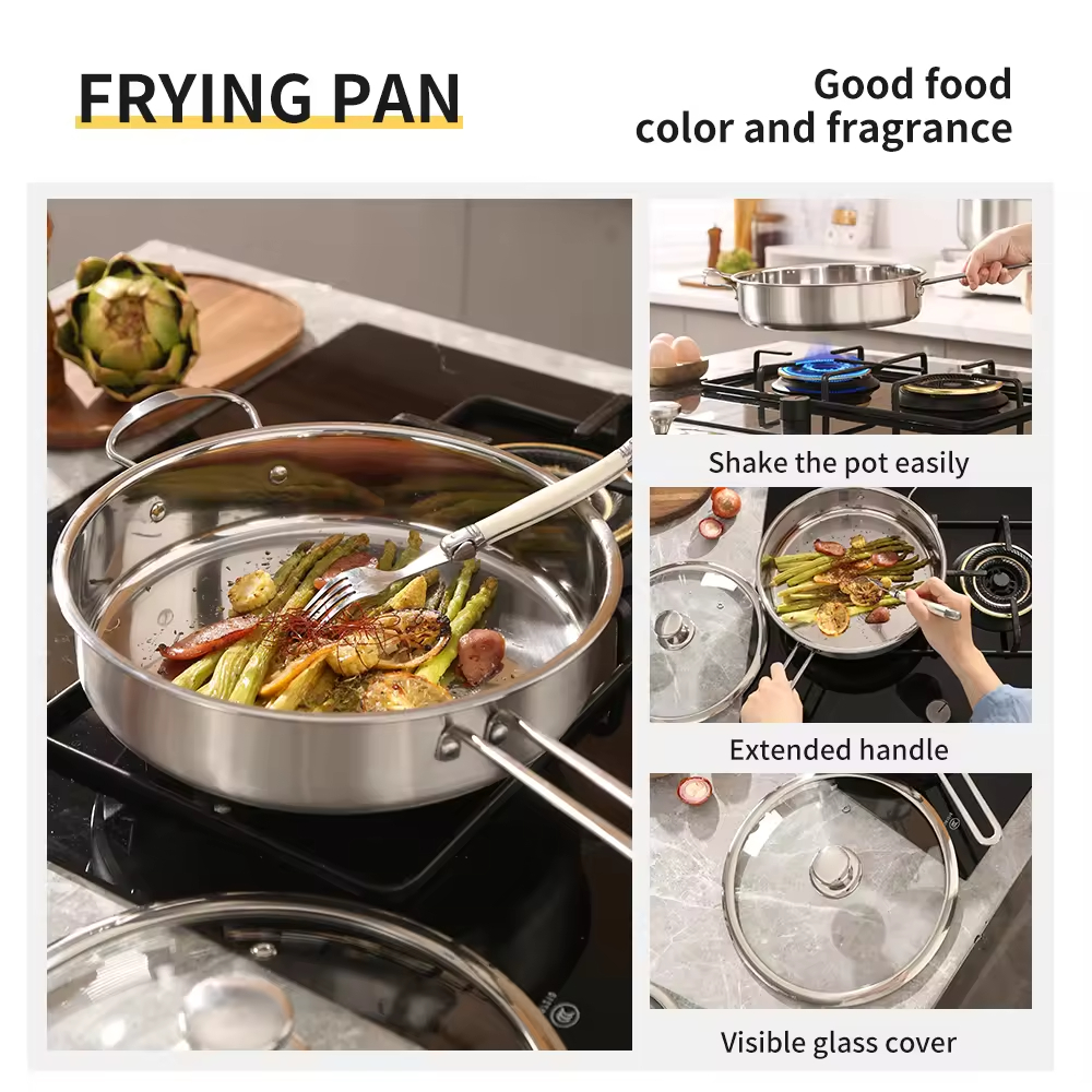 Stainless Steel 11 Piece Cookware Set Kitchen Steamer Cooking Pots Induction Soup &amp; Stock Pots Korean Pot Set