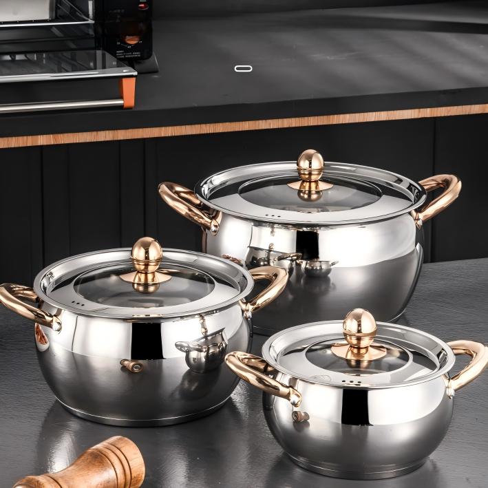 Modern Classic 12-Piece Stainless Steel Cookware Set: Premium Non-Stick Frying Pans &amp; Soup Pots for Induction Stovetops