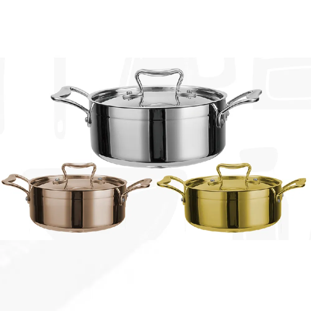 Xinahohui 18/10 Stainless Steel Tri-Ply 3 PCS Cookware Chef Cooking Pot Set