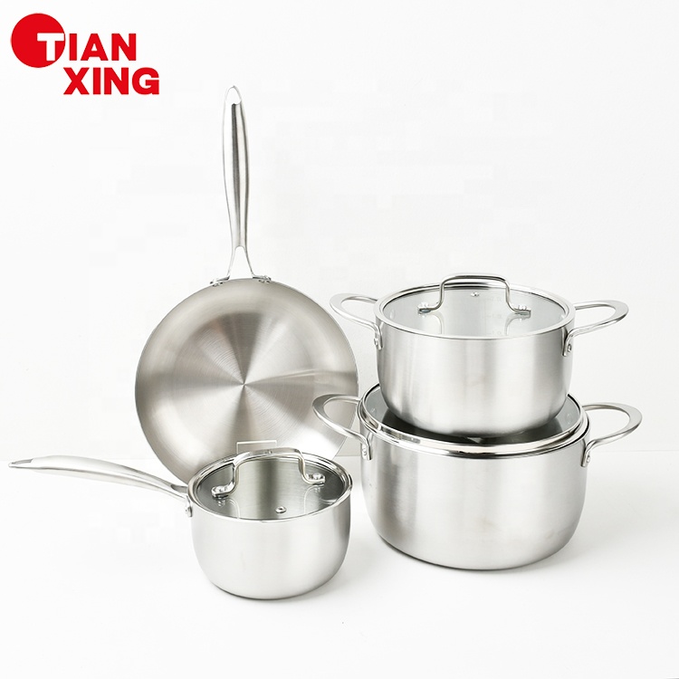 304 Stainless Steel Non-stick Cookware 18cm Saucepan 20/24cm Stock Pot 26cm Fry Pan Caserole Set Cooking Pots Casserole