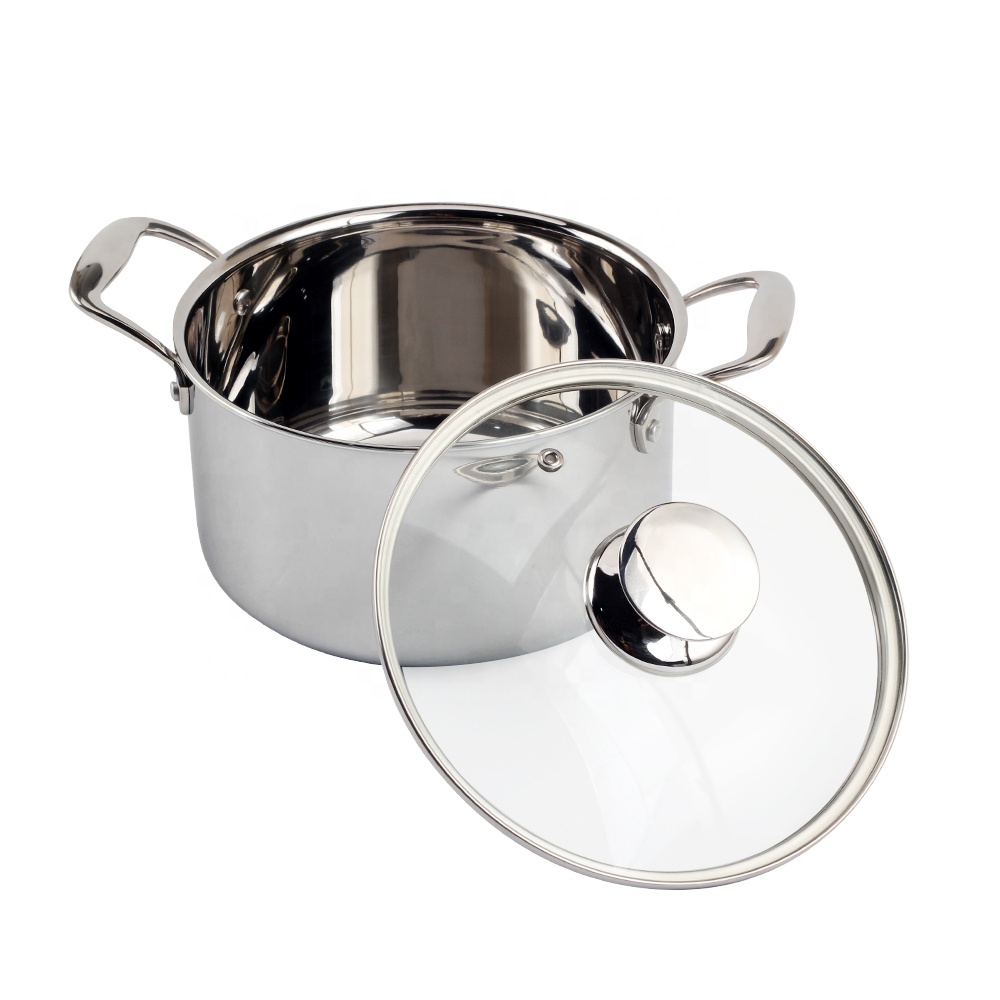Induction-Ready Small Dutch Oven Pot, Tri-Ply Stainless Steel Stock Pot with Visible Lid