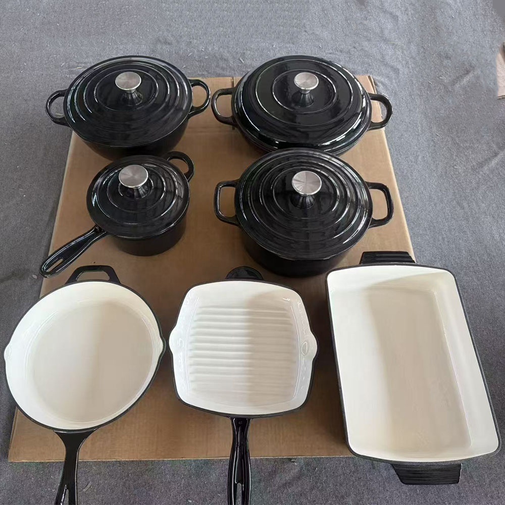 Pot Set Non Stick Cookware Min 1 Set Orange Kitchen 11 Piece Cast Iron Quality Luxury Enameled Cookware Set