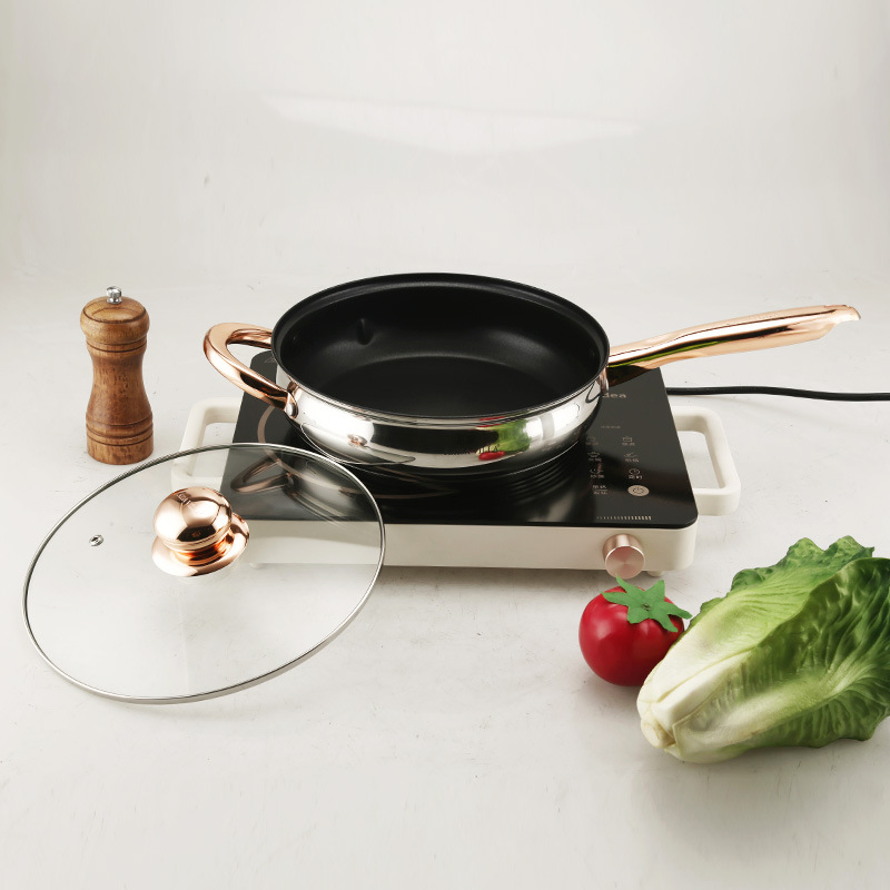 12 PCS Kitchen Induction Nonstick Cooking Pots and Pans Wok Set Tri Ply 304/316 Stainless Steel Honeycomb Cookware Set with Lid