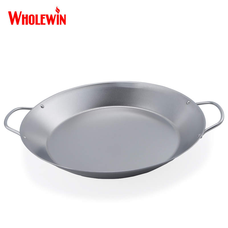 Spanish Steel Wok Pan Chef Grill Pan for BBQ and Paella Induction Compatible Metal Cooking Pan for Home Use