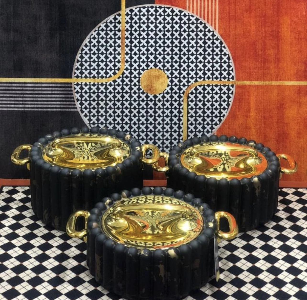New Premium Luxury Gold Column Type Food Warmer Casserole Set 3 Pcs Stainless Steel Food Insulated Box Kitchen Utensils
