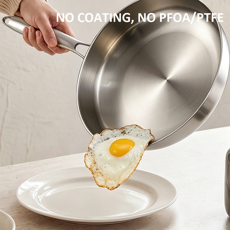 Tri-Ply Fry Pan 304 Stainless Steel Pan Cooking