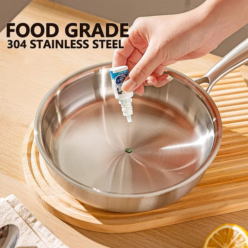Five-layer 20-30 Cm Uncoated Thickened Food Grade Skillets Nonstick Household Fry Pans 304 Stainless Steel Non Stick Frying Pan