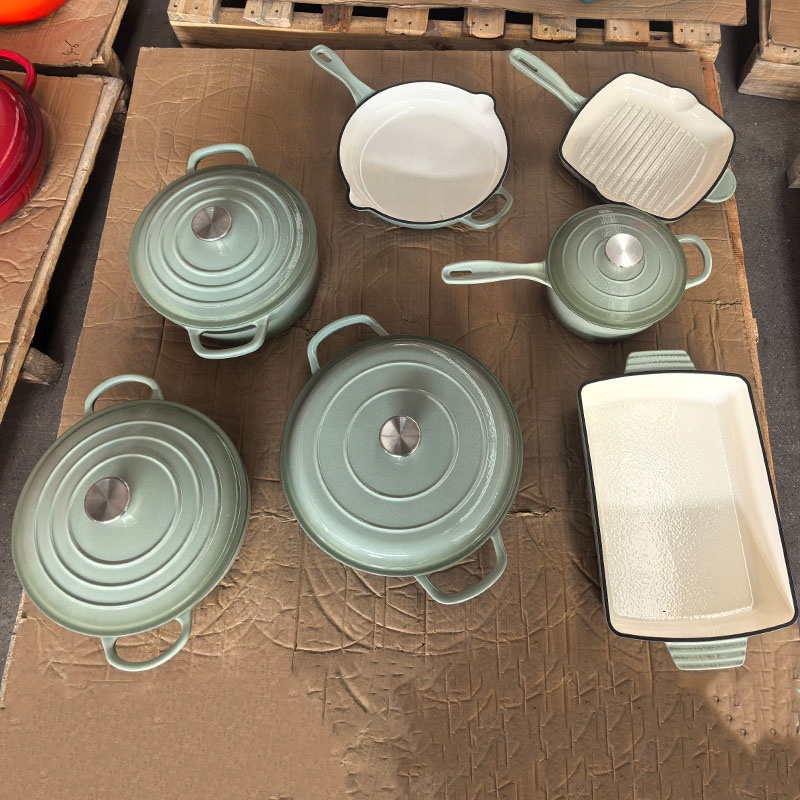 Pot Set Non Stick Cookware Min 1 Set Orange Kitchen 11 Piece Cast Iron Quality Luxury Enameled Cookware Set