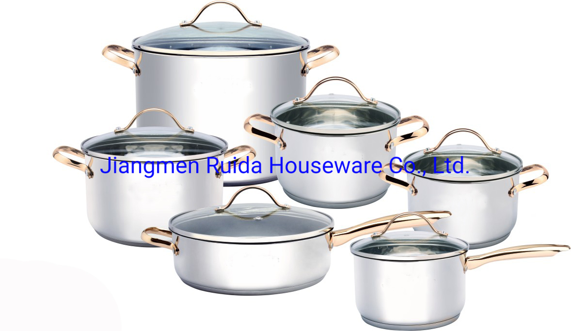 Food Grade 12PCS Stainless Steel Cookware Casserole Cooking Pot