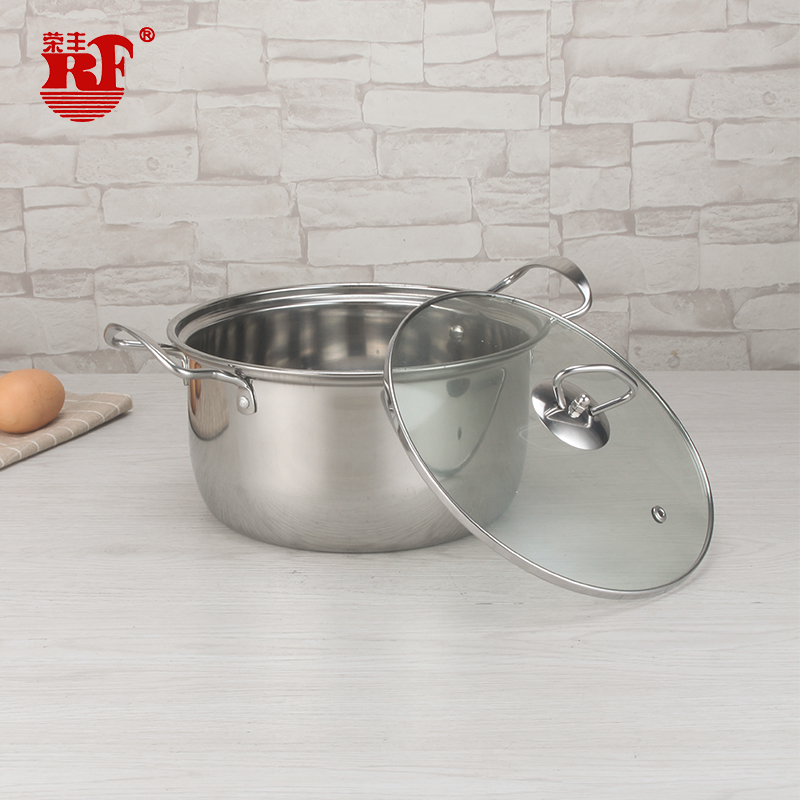 Straight Shape Stainless Steel Pots and Pans Nonstick 5pc Kitchenware Cookware Sets with Glass Lid and Stainless Steel Handles