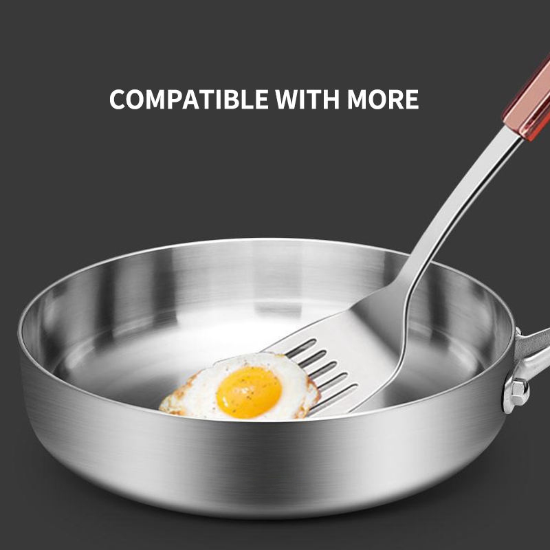 OEM/ODM 20-32cm Hollow Handle Restaurant Chinese Round Deep Non Stick Skillet Triply 304 Stainless Steel Frying Pan No Toxic