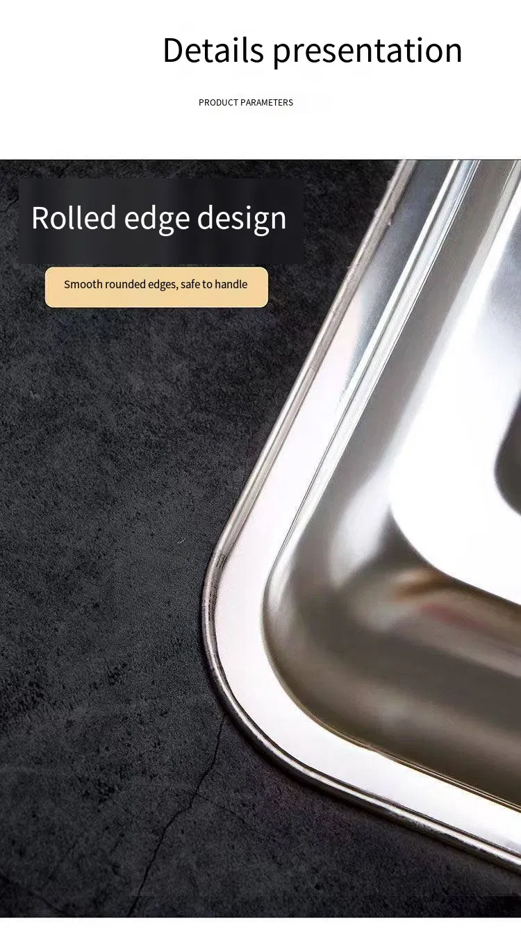 Stainless Steel Rectangular Flat-Bottom Baking Pan - Detail 4