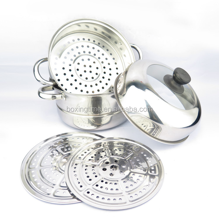 2-layer Stainless Steel Gas Food Steamer Pot Stuffed Bun Dim Sum Steamer