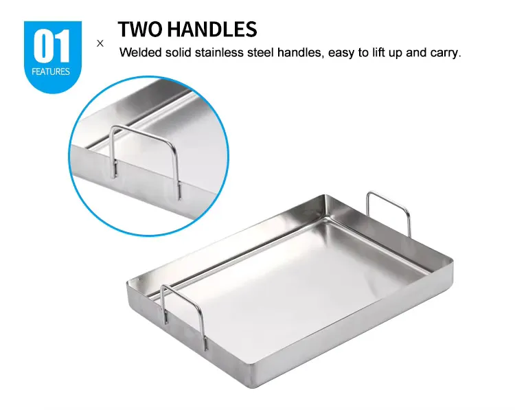 Stainless Steel Food Pan Griddle Top Deep Baking Roasting Pan