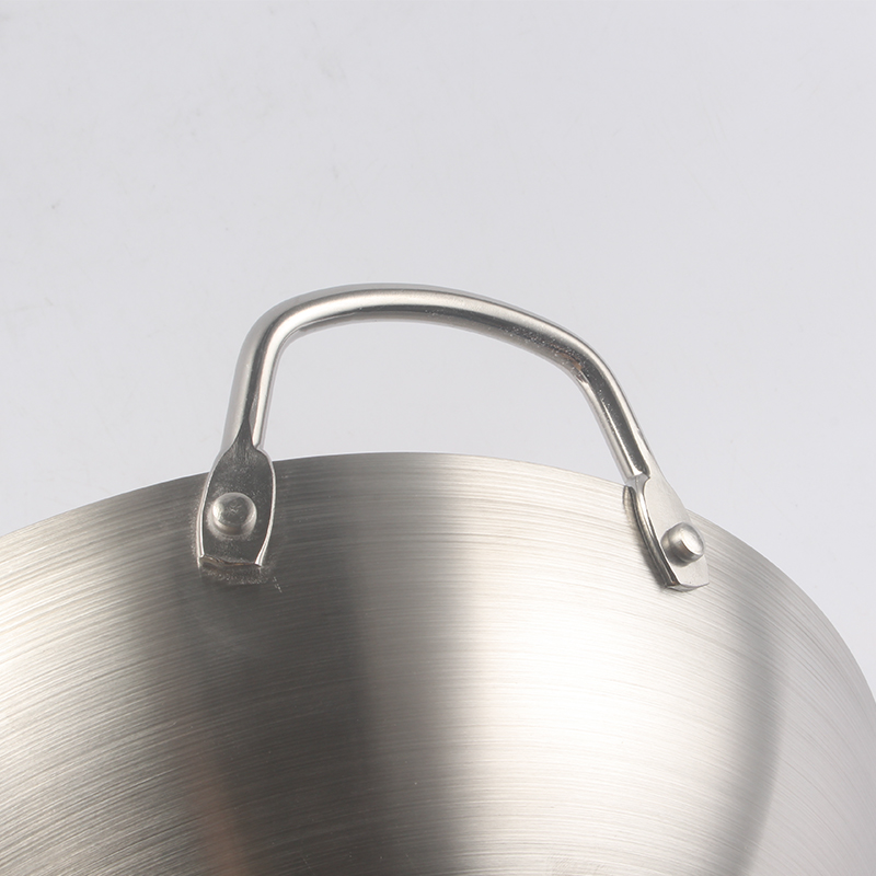 Matte Big Chinese Style Stainless Steel Wok Pan Frying Pan with Double Stainless Steel Handles From 30cm to 80cm