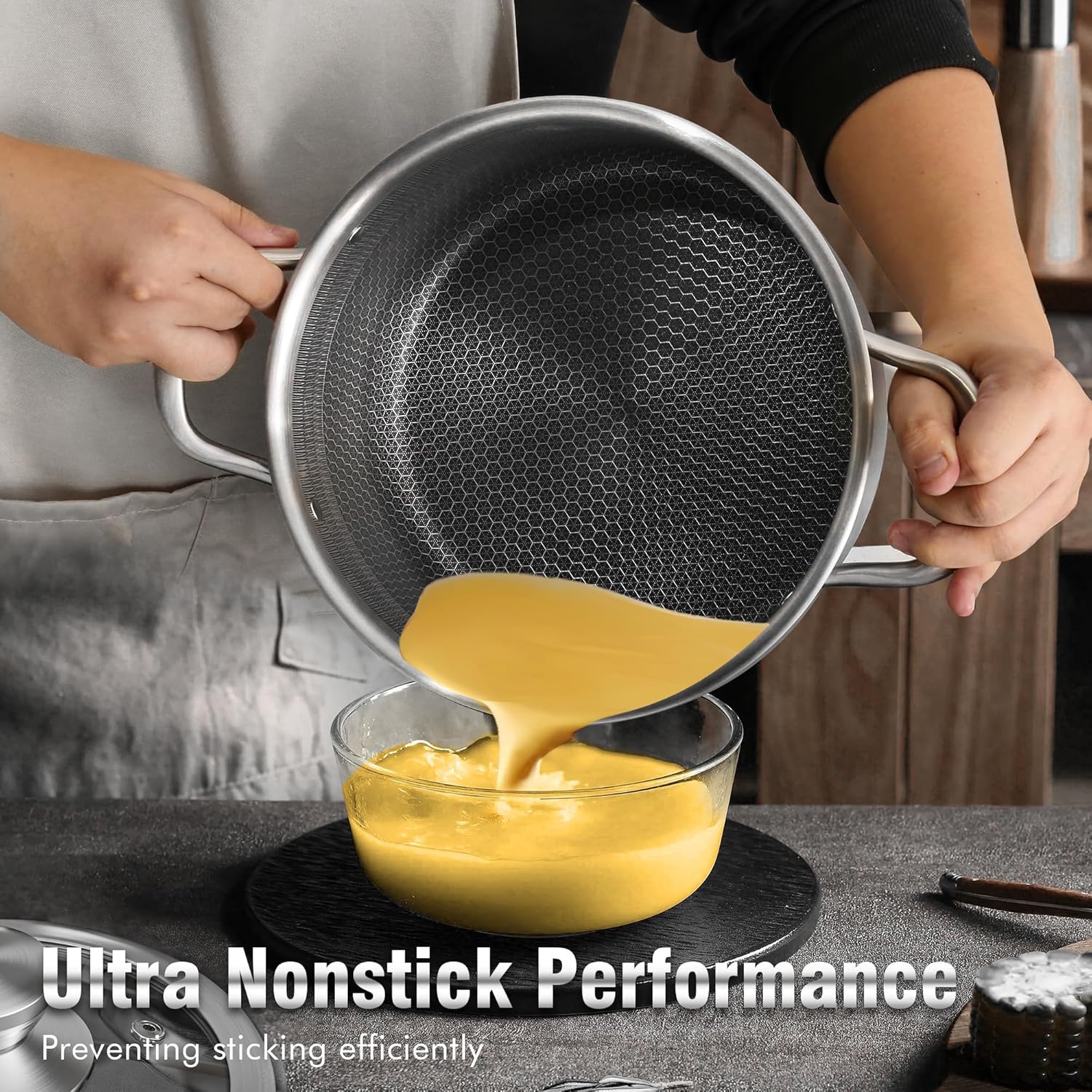 Nonstick 316 Stainless Steel Stock Pot Casserole Induction Stock Pot with Honeycomb Carving