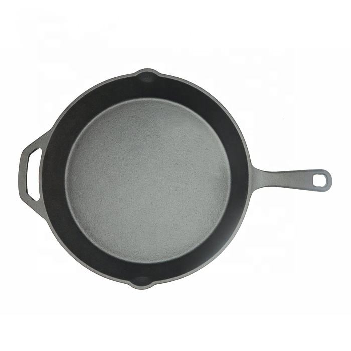 OEM ODM 12-Inch Classic Cast Iron Skillet Induction Compatible Flat Bottom Frying Pan with Gas Grill Kitchenware