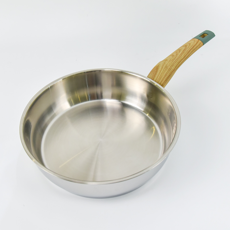 3-ply Frying Pan 304 Stainless Steel Wok Non-stick Uncoated Pan Triply Skilet