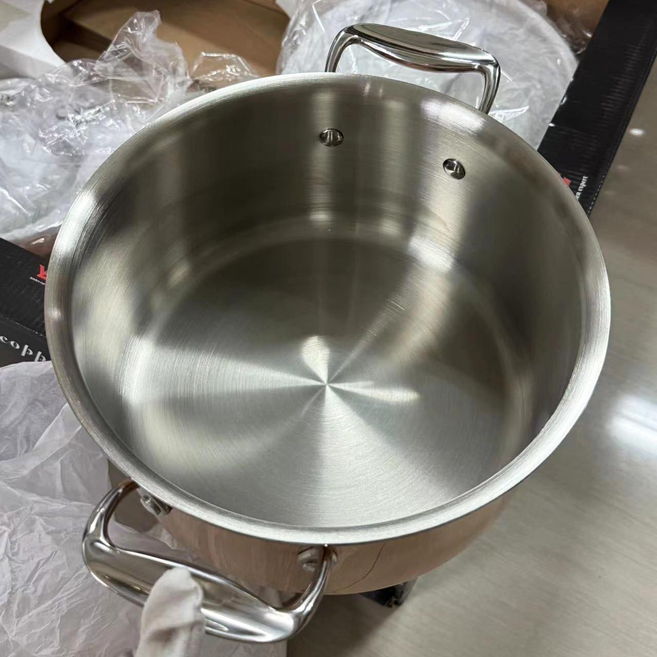 All-Cla 12-Piece Professional Chef Cookware 18/10 Triply Stainless Steel Luxury Copper Pots and Pans Retail Food Safe Oven Safe