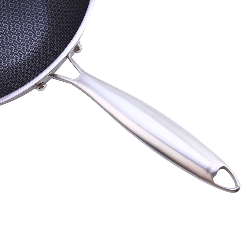 Factory Quality Modern Multi-Layer Stainless Steel 304 Restaurant Kitchen Easy Cleaning Non-Stick Deep Frying Wok Pan Glass Lid