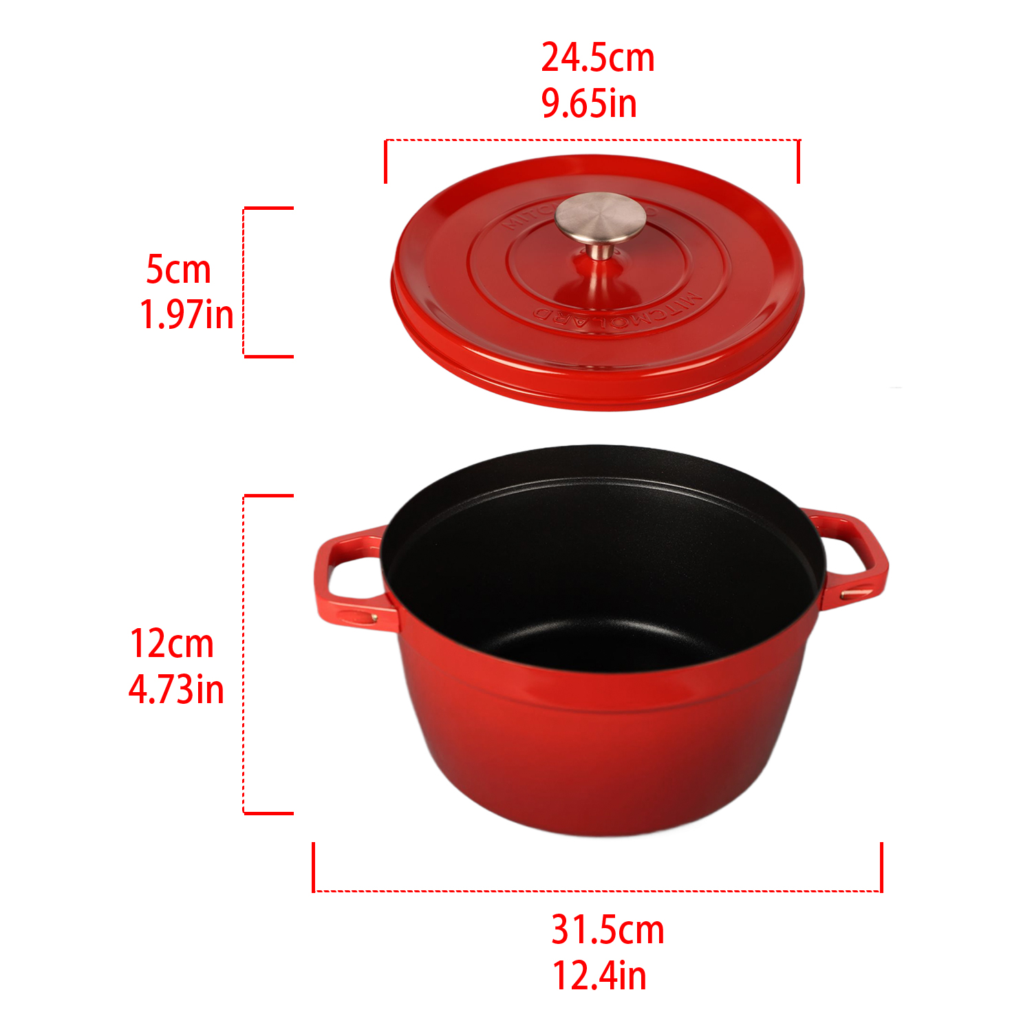 Fast Heating Metal Carbon Steel Cast Iron Dutch Oven Pot Red Enamel Finish Gas Induction Ready Eco-Friendly Kitchen Camping Fry