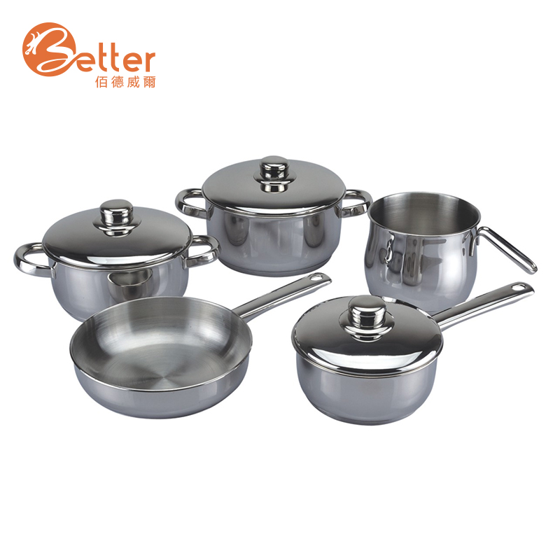Factory Price 10pcs 304 Stainless Steel Kitchen Cookware Sets with G Type Glass Lid